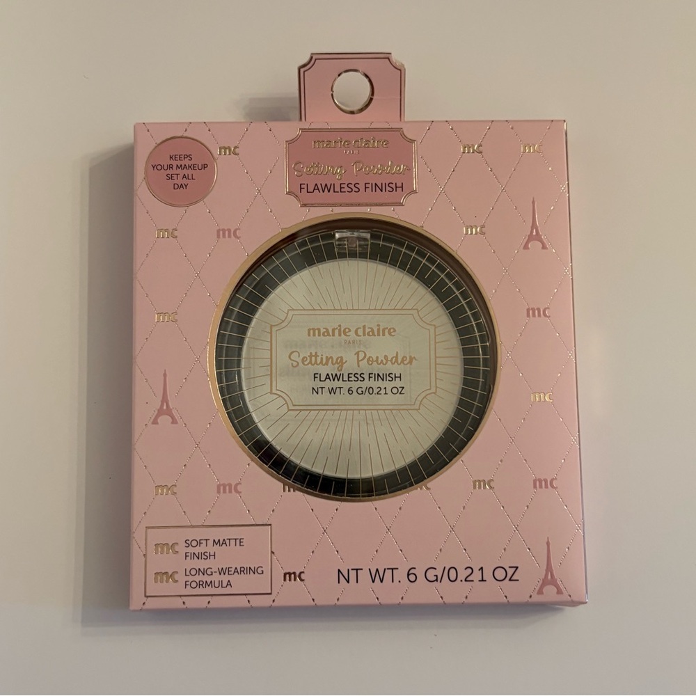 Marie Claire Paris Setting Powder Soft Matte Finish Long Wear Pink White New OS